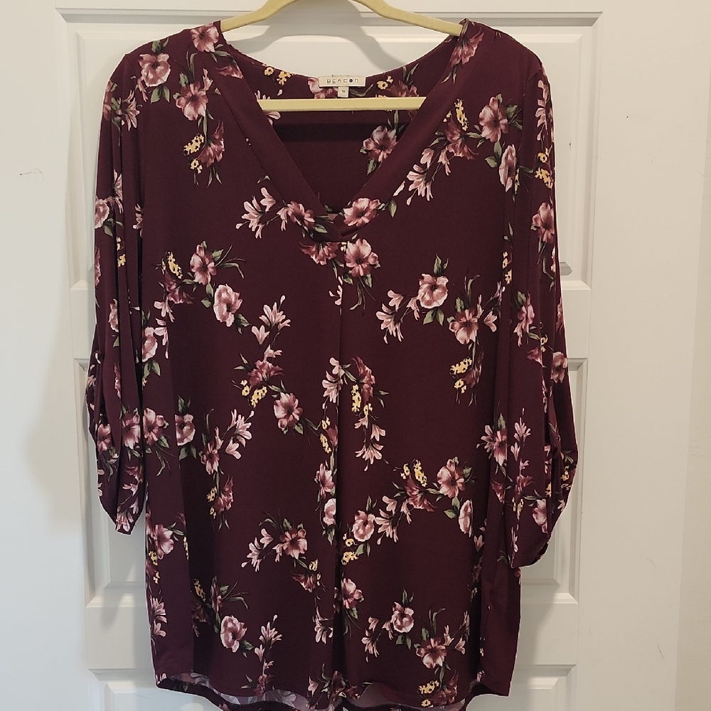 Stitch Fix Floral Burgundy Women's Top size 1X